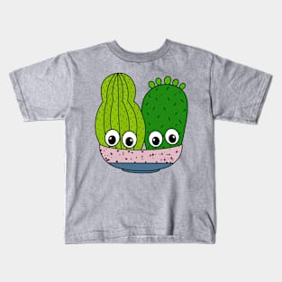 Cute Cactus Design #330: Cute Cacti Arrangement In Pottery Bowl Kids T-Shirt